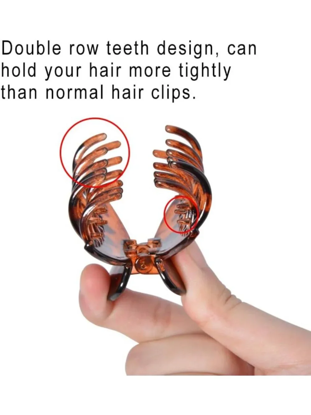 3 PCS Tortoise Shell Hair Claw Clips - Double Row Teeth Jaw Barrettes for All